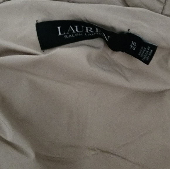 NWT Lauren Ralph Lauren Birch Tan  Stretch Hooded Puffer Vest Size XL  $150 - Picture 12 of 16